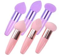 NIYANGLE Lot de 6 Stylos de Maquillage Beauté Rose et Violet, Éponges à Maquillage Souples Sèches et Humides, Taille Compacte, pour Usage Professionnel et Quotidien, Ensemble 3 Pcs par Couleur