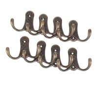 NIYANGLE Lot de 8 Crochets Muraux en Alliage de Zinc, Patères Rétro Robustes 57x77mm, Crochets Doubles Porte-manteaux et Porte-serviettes Cuisine, Salle de Bain et Placard, Finition