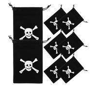 NIYANGLE Lot de 8 Paquet Présents à Cordon en Velours Noir Thème Pirate 10X14 CM Petite Bourse d'Emballage pour Fête Pirate Anniversaire et Décoration de Fête