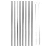 NIYANGLE Lot de 8 set de Pailles en Acier Inoxydable Réutilisables de Cœur avec 2 Brosses de Nettoyage 20 CM, Antidérapantes et Pratiques pour Boissons, Cocktails, Smoothies et Thé