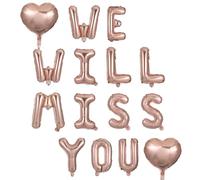 NIYANGLE Lot de Ballons Déco Fête de Remise de Diplômes Rose Doré 16 Pouces Lettres « We Will Miss You » Ballon Cœur 18 Pouces, Ensemble 1 Pièce pour Décoration Anniversaire et Célébration