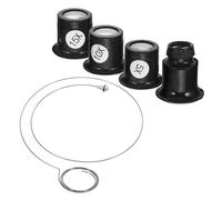 NIYANGLE Loupe D'horloger Portable 5 Pièces avec Grossissements 5X, 10x, 15x, 20x en Verre Transparent, Fil d'acier Intégré, Kit de Réparation de Montres et Bijoux pour Inspection