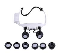 NIYANGLE Loupe Frontale Serrage-tête Binoculaire LED 4 Niveaux Grossissement Bandeau Silicone Confortable Réparation Électronique Bijoux Artisanat Usage Nocturne