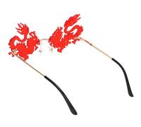 NIYANGLE Lunettes de Soleil sans Monture Dragon en PC Rouge | Forme Originale, Style Élégant et Unique, Adaptées aux Visages Fins, pour Danse et Voyage Plage