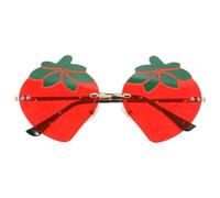 NIYANGLE Lunettes fraise : lunettes de soleil sans monture en forme de fraise pour femmes - lunettes rétro anti-UV pour festivals de musique, soirées costumées et d'été
