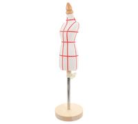 NIYANGLE Mannequin de Couture Miniature 1/4 Taille Buste en Tissu Coton Extensible Base en Bois de Pin Beige Hauteur Réglable Outil Pédagogique pour Stylisme Présentation Vêtements