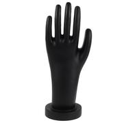 NIYANGLE Mannequin de Main Gauche Noir Grosse Taille pour Présentation de Moufles et Bijoux Modèle Main Articulé Socle Minimaliste Support Polyvalent pour Bracelets Montres et Bagues en