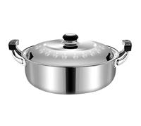 NIYANGLE Marmite Acier Inoxydable 28 Cm Bac Séparateur, Poêle à Fondue Chinoise Double Compartiment, Compatible Plaques Induction et Gaz, Ustensile la Cuisine Multifonction pour Pot Chaud