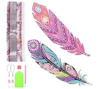 NIYANGLE Marque-page Décoratif en Acrylique Forme Plume Peinture Diamant, Accessoire Délicat pour Bureaux et Bibliothèques, pour Enseignants et Étudiants