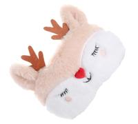 NIYANGLE Masque de Nuit Mignon Motif Orignal Peluche Cache-yeux Ajustable avec Motif Cousu Bande Élastique Souple pour Sommeil Confortable Apaisant Voyage et Maison