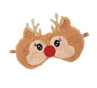 NIYANGLE Masque de Sommeil Peluche Mignon avec Bande Élastique Cache Yeux Occultant pour Dormir Couverture Douce et Confortable Motif Cerf de Noël Cartoon Adapté à Tous Tours de Tête
