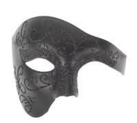 NIYANGLE Masque Demi-visage pour Hommes en Plastique Noir Confortable, Design Classique et Élégant pour Fêtes Costumées et Bals Masqués