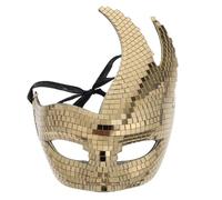 NIYANGLE Masque d'Halloween Masque disco scintillant motif chat, cache-visage miroir pour femmes et hommes, DJ, scène, bar, fête, décoration dorée