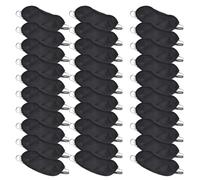 NIYANGLE Masque Yeux de Sommeil en Polyester Noir Léger, Pack de 30 Pièces Double Bande Élastique, pour Réunions et Voyages en Train