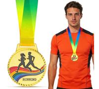 NIYANGLE Médailles de Récompense Sportives en Alliage de Zinc avec Ruban pour Marathon et Course à Pied en Plein Air, Médaille Métal pour Cérémonie de Remise des Prix et Participation, 1