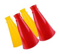 NIYANGLE Mégaphones D'encouragement en Plastique Lot de 4, 2 Jaunes et 2 Rouges, Mini Klaxons de Fête Légers pour Matchs de Football et Événements Sportifs, Accessoire Pom-Pom pour