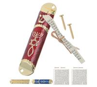 NIYANGLE Mezouza juive pour Porte entrée 3 Set avec parchemin casher et étui en Alliage Peint Main pour bénédiction de Maison et décoration Hanukkah