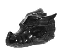NIYANGLE Mini Crâne De Dragon en Cristal Naturel Noir Obsidienne, Décoration D’intérieur Compacte, Ornement De Bureau Élégant pour Maison Et Bureau, Figurine Sculptée Unique