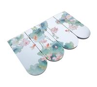 NIYANGLE Mini Paravent Pliant Chinois à Lotus, 4 Panneaux, Bureau | Panneau Décoratif de Style Asiatique, Finition Miroir Polie, PVC Mousse et Acrylique, pour Étude