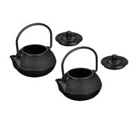 NIYANGLE Mini Théières en Fonte Lot de 2 pour Décoration Bureau Maison, Ornement de Théière Résistant la Chaleur, Petit Modèle Rétro