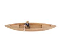 NIYANGLE Modèle de Bateau de Pêche en Bois, Décoration de Table pour Bureau | Pièce Décorative Artisanale, Design Réaliste et Usage Polyvalent, Couleur Kaki, Bois et Céramique