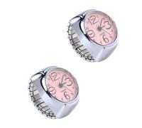 NIYANGLE Montres à Bague Créatives Affichage Mini Temps et Grands Chiffres Accessoires Stylés 2pcs Bagues en Métal pour Femmes et Hommes pour Usage Quotidien