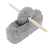 NIYANGLE Mortier et Pilon en Pierre Naturelle 15 Cm, Meule à Grains Manuelle Silencieuse, Bol Broyeur Polyvalent Cuisine et Préparation D’épices, Outil de Broyage Traditionnel pour Maison