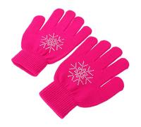 NIYANGLE Moufles de Patinage Artistique pour Filles L Rose Flocon Antidérapants en Caoutchouc, Moufles Chaudes et Respirantes, Équipement de Protection pour Patinage sur Glace Hiver