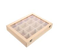 NIYANGLE Organisateur de Collection de Pierres en Bois à 16 Compartiments avec Couvercle Boîte de Rangement pour Spécimens Minéraux Récipient pour Collection de Roches et Cristaux