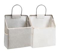 NIYANGLE Organisateur Mural Polyvalent 2 Pièces Crochet Adhésif, Poches Suspendues pour Placard, pour Chambre et Bureau, Rangement sans Clous, Tissu Pliable Gris et Blanc