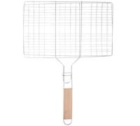 NIYANGLE Panier à Griller en Fer Robuste Grand Format 45x31x19 Cm pour Barbecue, Poignée Ergonomique Anti-Chaleur, Accessoire pour Poissons, Viandes et Légumes, Couleur Couleur Aléatoire