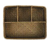 NIYANGLE Panier de Rangement en Jonc Tressé Artisanal Compartiments, Organisateur de Thé Naturel pour Bureau et Espace Café sur Comptoir, Style Rustique