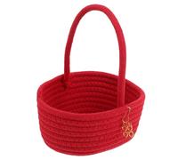 NIYANGLE Panier Rouge à Poignée, Grand Modèle en Fil de Coton pour Mariage | Effet Décoratif Classique et Délicat, pour Bonbons et Chocolat, Usage Festif, Grosse Capacité