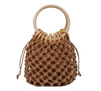 NIYANGLE Paquet à Main Rond pour Femme en Coton Anse Circulaire Paquet Tissé Léger pour Voyage et Plage D'été Élégant et Pratique