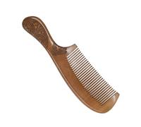 NIYANGLE Peigne à Cheveux Double Face Sculpté Long Manche Bois De Pêcher Pour Femme