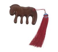 NIYANGLE Peigne de Massage Capillaire en Bois Gua Sha en Forme de Cheval Du Zodiaque 2026 - Peigne Démêlant Antistatique à Dents Larges pour Cheveux Secs Et Mouillés