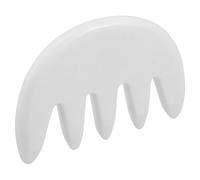 NIYANGLE Peigne Gua Sha à Cinq Dents en Jade Blanc pour Massage Capillaire et Stimulation des Méridiens, Outil Multifonction pour Cuir Chevelu Grandes Dents, Dimensions 3.46X2.28X0.24In