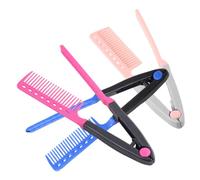 NIYANGLE Peigne Lisseur De v Pliable 3 Pièces Plastique Léger Salon Coiffure Usage Personnel Coloris Rose Fuchsia, Bleu Et Rose