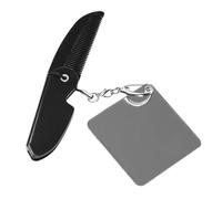 NIYANGLE Peigne Pliable Avec Miroir Carré Accessoire Pratique Pour Peigne à Barbe Dents Fines Porte-clés Compact Et