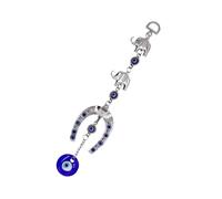 NIYANGLE Pendentif Bleu Œil Cheval et Éléphant Verre Soufflé Décoration Murale Protectrice Anti-énergie Négative Ornement Suspendu pour Maison Bureau et Voiture