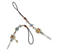 NIYANGLE Pendentif Bouddhiste Six Mots Sacrés en Alliage et Résine, 2pcs Amulettes de Protection pour Rétroviseur, Charme Chance et Voyage Paisible, Décoration Voiture et Contemplation
