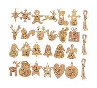 NIYANGLE Pendentifs Chiffres Bois pour Calendrier De Compte à Rebours Décorations De Noël à Suspendre Au Sapin