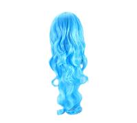 NIYANGLE Perruque Bouclée Bleu Ciel Tu Perruques Colorées Claquer Perruques Bouclées Avec Frange Pastel Long Perruques Avec Frange Perruque De Fête -perruque Cheveux Bouclés Chérir Fou Ouah