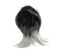 NIYANGLE Perruque Droite Courte Noire Haze Longue Frange Postiche Naturel pour Style Élégant et Confortable