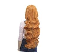 NIYANGLE Perruque Longue Ondulée Et Bouclée Frange Style Lolita Pour Cosplay Anime Orange
