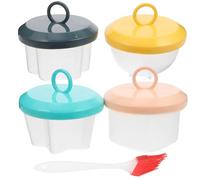 NIYANGLE Petit Cuiseur à Œufs Vapeur en Plastique Micro-ondes, Moule Cœur Multifonction Pinceau, Cuisson Rapide D'œufs Vapeur pour Bébé, Résistant Haute Température, sans Couleur Aléatoire