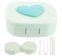 NIYANGLE Petit Porte-lentilles de Contact Vert en Plastique Miroir Intégré, Étui de Rangement Compact pour Lentilles, Anti-Fuite et Maintien de L'humidité, pour Voyage