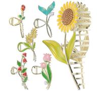 NIYANGLE Pinces à Cheveux Fraise en Alliage Décoratives Lot de 6 Formes Fleur Queue de Poisson et Épi de Blé, Résistantes pour Femmes Adaptées aux Anniversaires et Rendez-