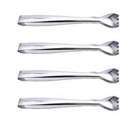 NIYANGLE Pinces Alimentaires Confortables en Acier Inoxydable Argenté Lot de 4 Multifonctions pour Glaçons et Cubes de Sucre et Adaptées aux Boissons Glacées