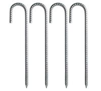 NIYANGLE Piquets de Jardin 4 pièces : piquets d'armature, Crochet en J, galvanisés, Robustes, pour clôture, tentes de Camping, décoration extérieure, 30,5 cm